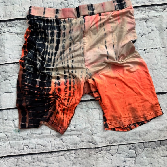 Women’s Tie-Dye Biker Shorts - Orange and Black - Picture 2 of 2